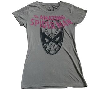 Marvel The Amazing Spider-Man Gray and Pink Graphic Tee Size Medium